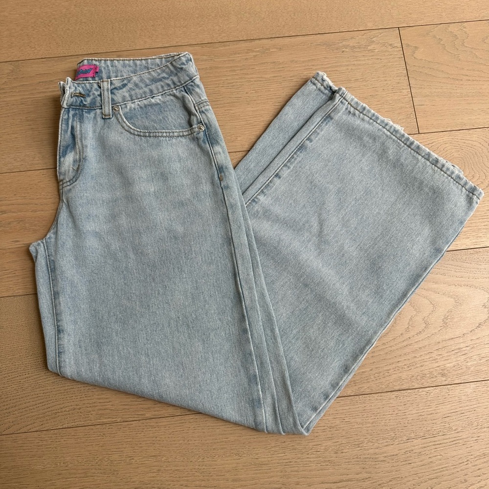 Edikted Light Blue Wide Leg Jeans